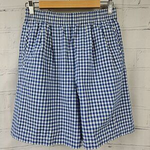 Koret Francisca Blue & White Gingham Elastic Waist Shorts M